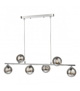 Spiral 6 Light Bar Pendant Ceiling Light Polished Chrome Smoked Glass-1