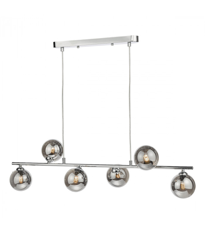 Spiral 6 Light Bar Pendant Ceiling Light Polished Chrome Smoked Glass-1