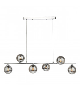 Spiral 6 Light Bar Pendant Ceiling Light Polished Chrome Smoked Glass-2