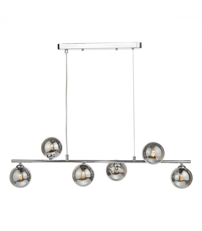 Spiral 6 Light Bar Pendant Ceiling Light Polished Chrome Smoked Glass-2