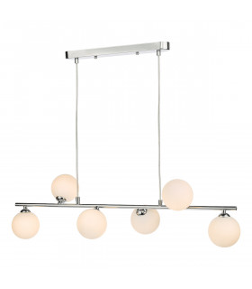 Spiral 6 Light Bar Pendant Ceiling Light Polished Chrome Opal Glass-1