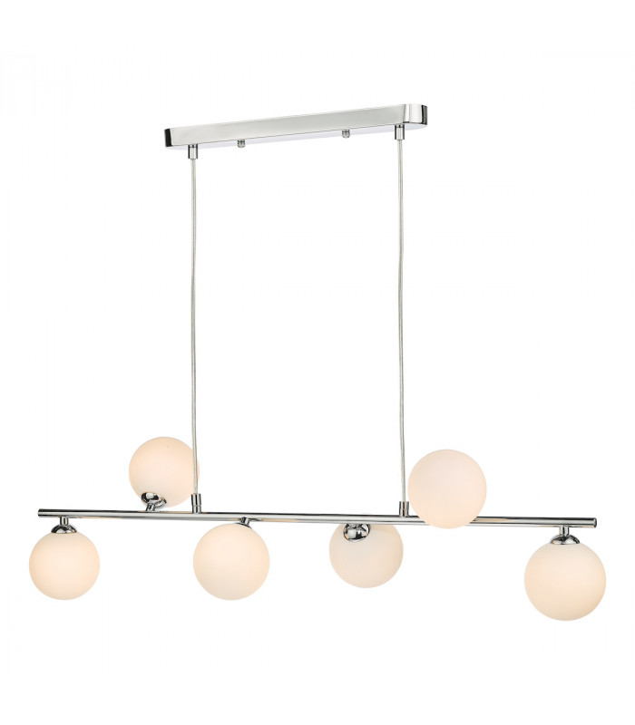 Spiral 6 Light Bar Pendant Ceiling Light Polished Chrome Opal Glass-1