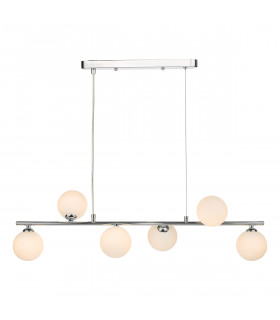 Spiral 6 Light Bar Pendant Ceiling Light Polished Chrome Opal Glass-2