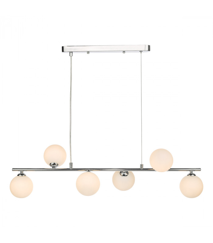 Spiral 6 Light Bar Pendant Ceiling Light Polished Chrome Opal Glass-2