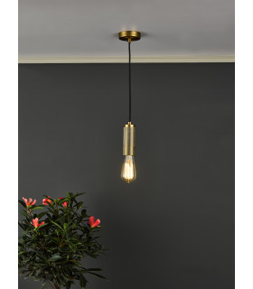 1 Light Knurled Brass E27 Suspension Ceiling Pendant Light-2