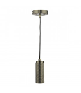 1 Light Knurled Antique Chrome E27 Suspension Ceiling Pendant Light-1