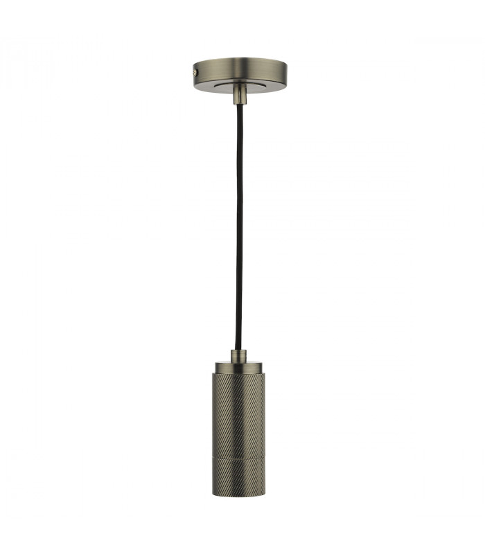1 Light Knurled Antique Chrome E27 Suspension Ceiling Pendant Light-1