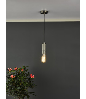 1 Light Knurled Antique Chrome E27 Suspension Ceiling Pendant Light-2