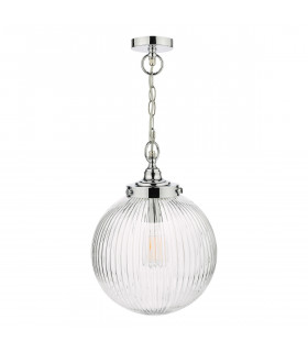 Tamara Bathroom Pendant Ceiling Light Polished Chrome Ribbed Glass IP44-2