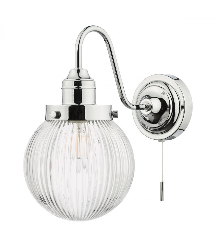 Tamara Bathroom Wall Light Polished Chrome Ribbed Glass IP44-2