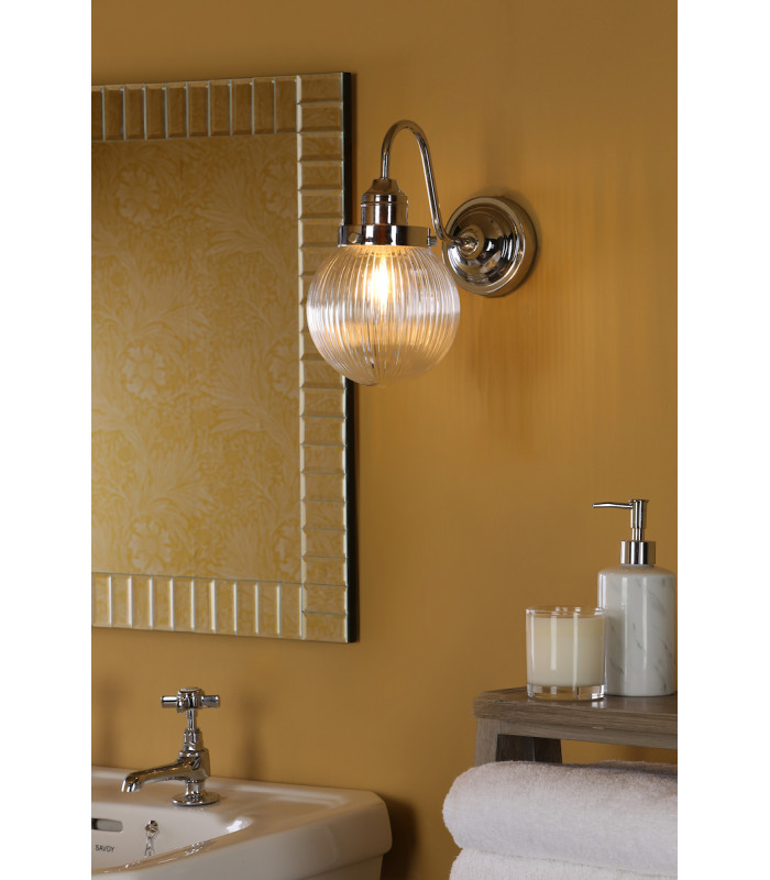 Tamara Bathroom Wall Light Polished Chrome Ribbed Glass IP44-5