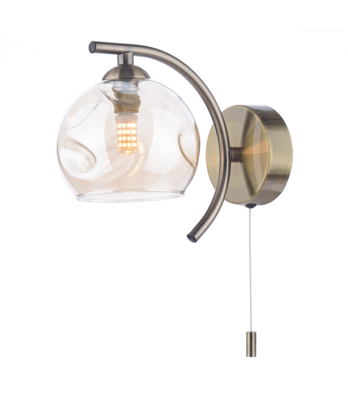 Nakita Wall Light Antique Brass Champagne Dimpled Glass-3