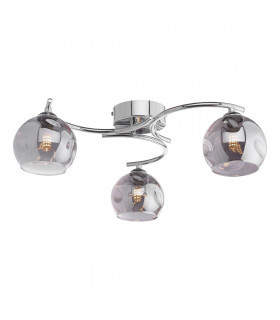 Nakita 3 Light Semi Flush Ceiling Light Polished Chrome Smoked Dimpled Glass-1