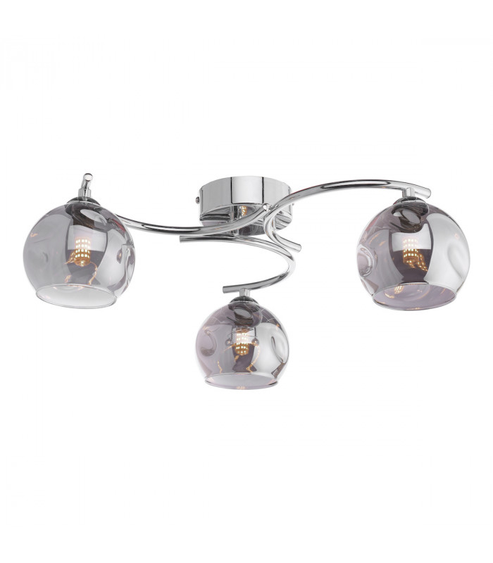 Nakita 3 Light Semi Flush Ceiling Light Polished Chrome Smoked Dimpled Glass-1