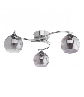 Nakita 3 Light Semi Flush Ceiling Light Polished Chrome Smoked Dimpled Glass-2