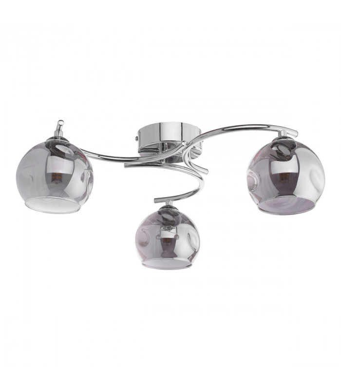 Nakita 3 Light Semi Flush Ceiling Light Polished Chrome Smoked Dimpled Glass-2