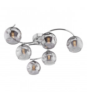 Nakita 6 Light Semi Flush Ceiling Light Polished Chrome Smoked Dimpled Glass-1