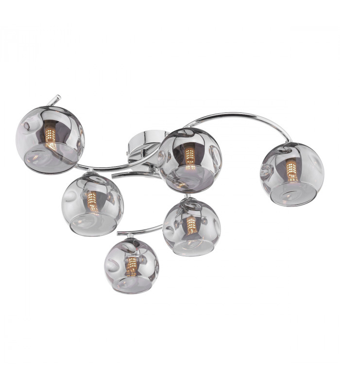Nakita 6 Light Semi Flush Ceiling Light Polished Chrome Smoked Dimpled Glass-1