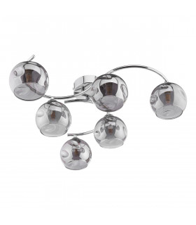 Nakita 6 Light Semi Flush Ceiling Light Polished Chrome Smoked Dimpled Glass-2