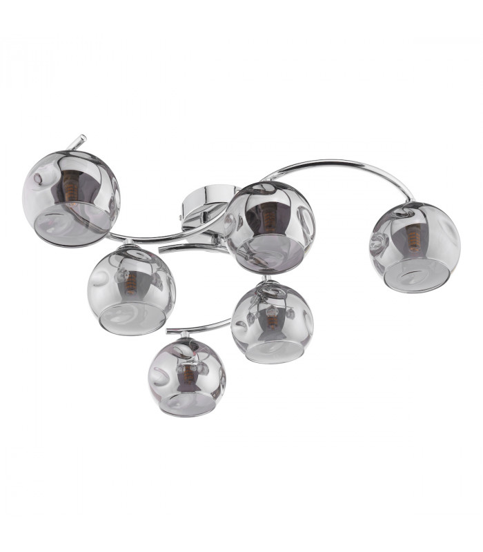 Nakita 6 Light Semi Flush Ceiling Light Polished Chrome Smoked Dimpled Glass-2