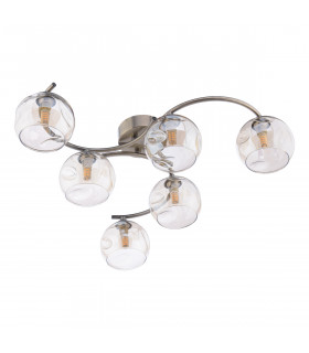 Nakita 6 Light Semi Flush Ceiling Light Antique Brass Champagne Dimpled Glass-2