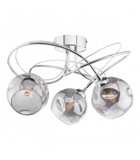 Onawa 3 Light Semi Flush Ceiling Light Polished Chrome Smoked Glass-1