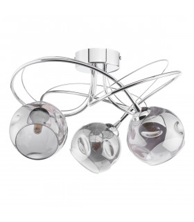 Onawa 3 Light Semi Flush Ceiling Light Polished Chrome Smoked Glass-2