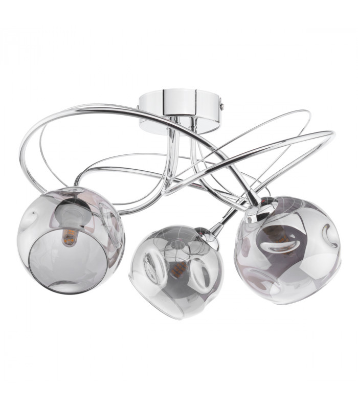 Onawa 3 Light Semi Flush Ceiling Light Polished Chrome Smoked Glass-2