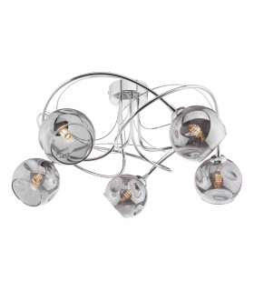 Onawa 5 Light Semi Flush Ceiling Light Polished Chrome Smoked Glass-1