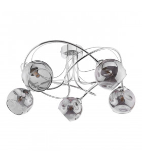 Onawa 5 Light Semi Flush Ceiling Light Polished Chrome Smoked Glass-2