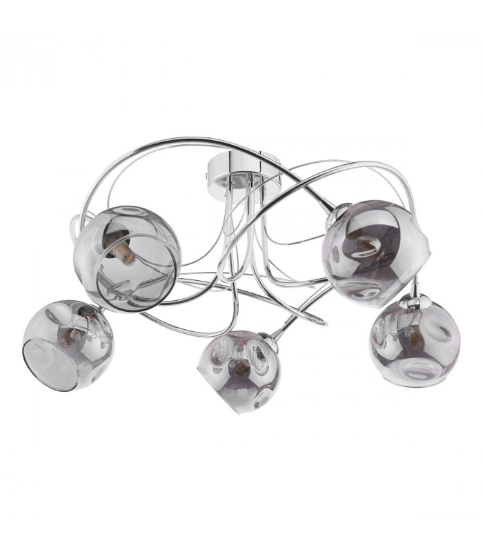Onawa 5 Light Semi Flush Ceiling Light Polished Chrome Smoked Glass-2