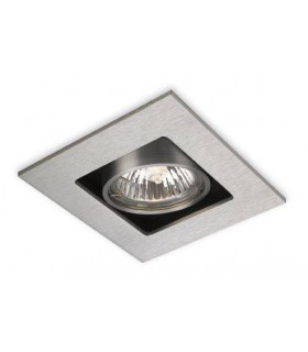 1 Light Square Recessed Downlight Brushed Steel, GU10 - 1