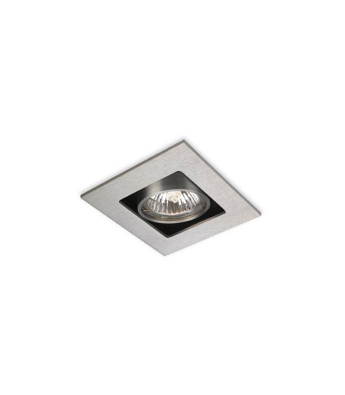 1 Light Square Recessed Downlight Brushed Steel, GU10 - 1