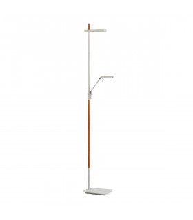 Phuket Floor Lamp 2 Light 21W Down 7W Up LED 3000K 3000lm Touch Dimmer Matt White / Beech ITEM IS COLLECTION ONLY-1