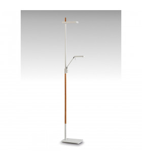 Phuket Floor Lamp 2 Light 21W Down 7W Up LED 3000K 3000lm Touch Dimmer Matt White / Beech ITEM IS COLLECTION ONLY-2