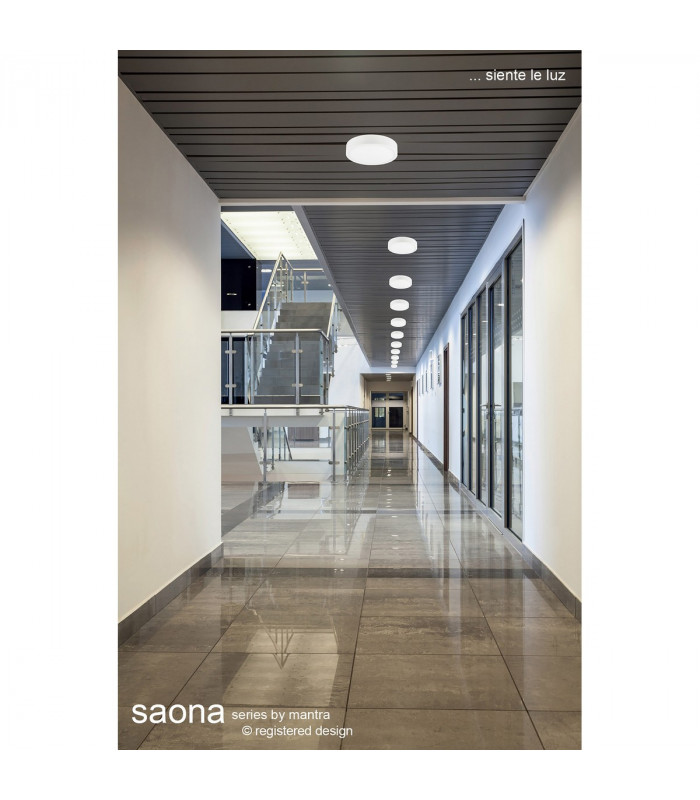 Saona 22.5cm Round LED Recessed Ultra Slim Downlight 24W 4000K 2200lm Matt White/Frosted Acrylic Driver Included-3