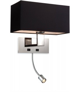 1 Light 2 Light Switched Indoor Wall Light Polished Stainless Steel, Black, E27 - 1