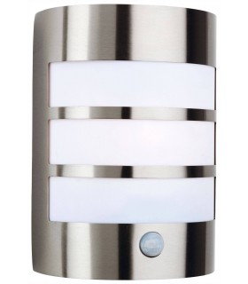 1 Light Steel Outdoor Wall Light Light, PIR Stainless Steel IP44, E27 - 1