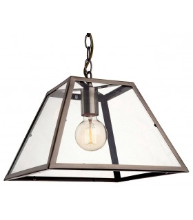 1 Light Ceiling Pendant Antique Brass, Clear Glass, E27 - 1