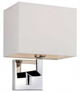 1 Light Single Indoor Wall Light Polished Stainless Steel, Cream Shade, E14 - 1