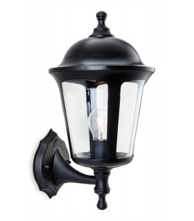 1 Light Outdoor Wall Lantern - Uplight Black IP44, E27 - 1