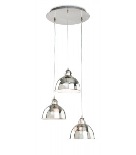 3 Light Dome Ceiling Pendant Brushed Chrome, E14 - 1