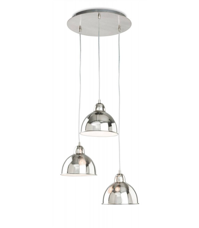 3 Light Dome Ceiling Pendant Brushed Chrome, E14 - 1