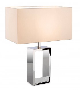 1 Light Table Lamp Polished Stainless Steel Cream Shade, E27 - 1