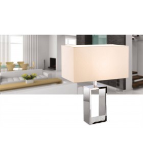 1 Light Table Lamp Polished Stainless Steel Cream Shade, E27 - 2