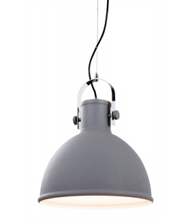 1 Light Dome Ceiling Pendant Concrete, Chrome Trim, E27 - 1