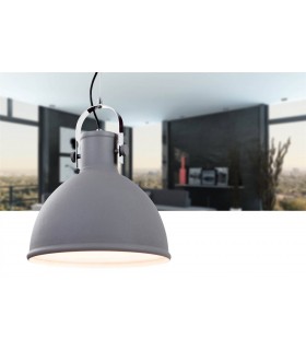 1 Light Dome Ceiling Pendant Concrete, Chrome Trim, E27 - 2