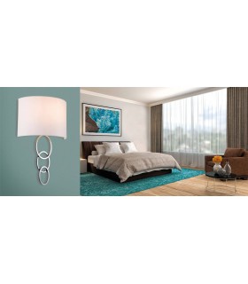 1 Light Indoor Wall Light Chrome, Cream Shade, E27 - 2