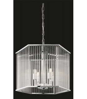 4 Light Ceiling Pendant - Hexagon Chrome, Clear Glass Rods, G9 - 1