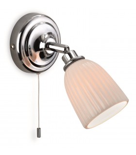 1 Light Bathroom Indoor Wall Light (Switched) Chrome, Porcelain Shade IP44, G9 - 1